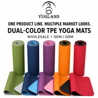 Tapis de yoga Yugaland Alignment Line bicolore en TPE, tapis d'exercice antidérapant pour débutants en yoga et Pilates, vente en gros - Yugaland
