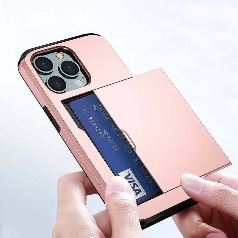 Hot Sale Wallet Card Slot Holder Sliding Hidden Phone Case Slide Wallet Credit Card Slot Phone Case