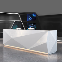 Bureau de réception extensible moderne en MDF, finition brillante, résistant à l'eau, mobilier de bureau commercial, salon de beauté, bâtiment, villa, garantie 3 ans