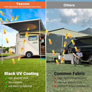 Auvent de véhicule avec revêtement occultant, auvent rétractable pour toit de voiture, support de toit latéral pour SUV, camion, hayon, camping en plein air - Product Image 3