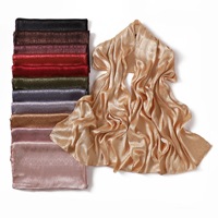 Écharpe de Luxe en Satin Jacquard Couleur Unie Nouveauté Malaise, Douce, Respirante, Longue, Texture Brillante pour Foulard Musulman Hijab