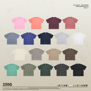 2024 New Heavyweight 250G Retro Washed and Old Short-sleeved T-shirt Men Loose Cotton Men's T-shirt - Product Image 3