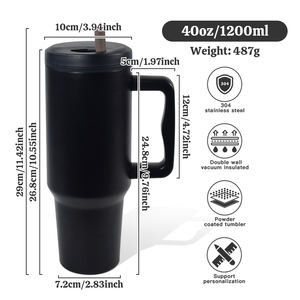 40 औंस नए पाउडर लेपित रोटेट सील स्क्रू हैंडल और पुआल यात्रा मग स्टेनलेस स्टील टंबलर - Product Image 4