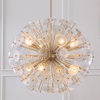 Lustre moderne de luxe, grand luminaire suspendu au plafond, cadre en laiton avec pétales en verre, pour salon, décoration de la maison