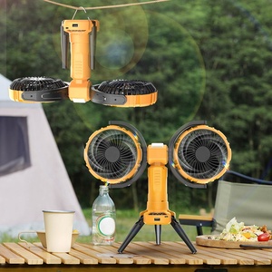 2024 New Product F7300 Double Heads Stand Fan Desktop <b>Outdoor</b> Camping Rechargeable Fans with LED Indoor <b>Table</b> Fans - Product Image 1