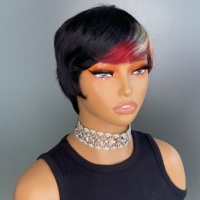 Perruques courtes de style pixie à trois tons blond-noir-rouge, nouvelle mode, fabriquées à la machine, pour femmes noires