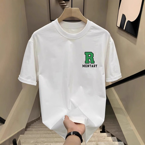 <span class=keywords><strong>T</strong></span>-shirt décontracté à manches courtes pour homme, 250 <span class=keywords><strong>g</strong></span>, en coton épais, col rond, imprimé lettre <span class=keywords><strong>R</strong></span>, nouvelle collection - Product Image 4