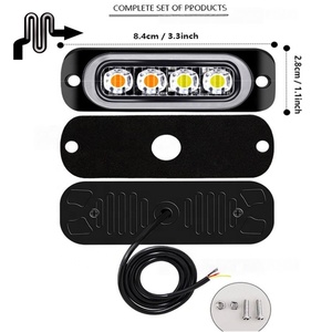 Luz Estroboscópica <span class=keywords><strong>de</strong></span> Emergencia Macon <span class=keywords><strong>de</strong></span> Aluminio con 4 LED, Luz <span class=keywords><strong>de</strong></span> Advertencia Intermitente para Automóviles, Bomberos, <span class=keywords><strong>Ambulancias</strong></span>, Luces <span class=keywords><strong>de</strong></span> Posición Laterales para Camiones <span class=keywords><strong>de</strong></span> 12-24 V - Product Image 2
