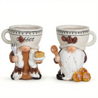 Nouvelle Sculpture Artisanale en Résine de Noël, Gnome de Noël pour Deux Personnes, Style Dessin Animé, Décoration de Bureau, Cadeaux Transfrontaliers