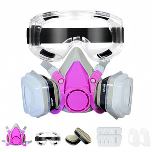 Demi-masque respiratoire avec filtre en gel de silice liquide rose <span class=keywords><strong>pour</strong></span> peinture en aérosol, pesticides, poussière, produits chimiques, décoration et lutte contre l'incendie - Product Image 4