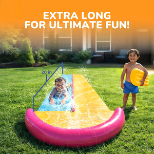 Colorful Dual Lane Water Slide with Safety Landing Zone and 2 <b>Boogie</b> <b>Boards</b> for Kids Backyard Racing - Product Image 6
