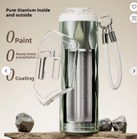 Mug de voyage isotherme à double paroi en titane avec sangle de transport, portable pour femmes