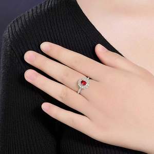 18K Gold 1.02ct Unheated Pigeon’s Blood Ruby <b>Ring</b> With Strong Fluorescence, Set With 49 Sparkling White <b>Diamonds</b> Women Gem <b>Ring</b> - Product Image 6