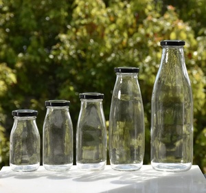 Wholesale Empty <strong>200ml</strong> 250ml 500ml 1l <strong>Milk</strong>/juice/tea/drink Glass Bottle With Lid - Product Image 5