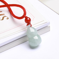 Pendentif Gourde en Jadeite Naturelle du Myanmar Grade A, Véritable Jade Birman Glacé, Collier Calabash, Talisman de Richesse avec Certificat