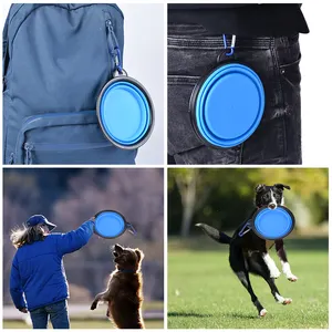 Bol pliant bol pour chien en silicone pour animaux de compagnie bol pour chat voyage en plein air tasse d'accompagnement portable