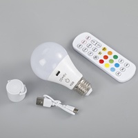 Ampoule LED RGB E27 à télécommande, rechargeable par USB, double usage, lumière ambiante à changement de couleur pour usage hôtelier, intensité variable, CRI élevé 80-90