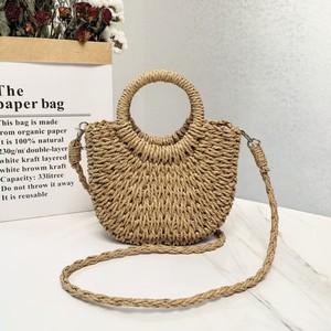 Bolso de Paja Tejido a Mano, Bolso de Hombro de Moda para Celebridades de Internet, Bolso Casual de Color Sólido para Llevar en la Mano - Product Image 1