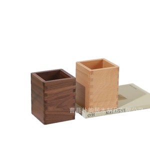 Black Walnut <b>Solid</b> <b>Wood</b> Pen Holder 8x8x10cm Square Office <b>Desk</b> Storage For Stationery - Product Image 2
