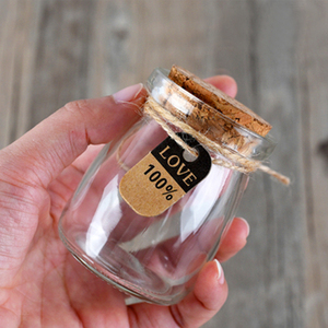Pot en verre miniature de 100 ml pour décoration de <span class=keywords><strong>mariage</strong></span>, bouteille à vœux avec <span class=keywords><strong>bouchon</strong></span> - Product Image 2