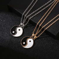 Colliers et Bracelets Tai Chi pour Couples - Pendentif Yin Yang Pièce de Puzzle - Collier Choker Yin Yang pour Amis et Couples - Spécial Saint-Valentin