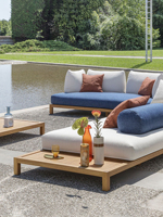 Ensemble de canapé d'extérieur moderne et table basse pour cour, balcon, jardin, meubles de loisirs en plein air imperméables au soleil en bois massif