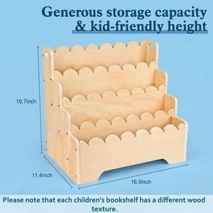 Estantería de madera para niños de 4 niveles para guardar libros y juguetes con asas - Product Image 4