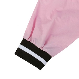 Chaquetas de chándal de nailon unisex, ropa de calle con logotipo personalizado para hombre, cortavientos, cremallera completa, color <span class=keywords><strong>rosa</strong></span> y negro, prendas de vestir impermeables - Product Image 3