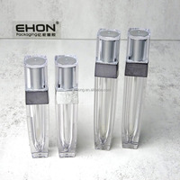 Tubes carrés argentés pour gloss à lèvres, transparents, en PETG, avec bouchon à vis, pour emballage cosmétique de gloss à lèvres, directement de l'usine.