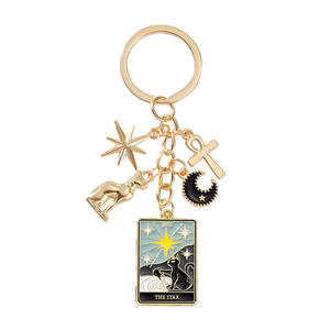 Llavero de Tarot con Diseño Único de Ojo de Faraón, Sol, Luna, Estrella y Brújula, Colgante de Metal Oscuro para Bolsa - Product Image 5