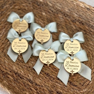 Étiquettes circulaires en acrylique gravées personnalisées, cadeaux de baptême, de communion ou de Noël pour bébé, modernes, simples, faits à la main, religieux - Product Image 2