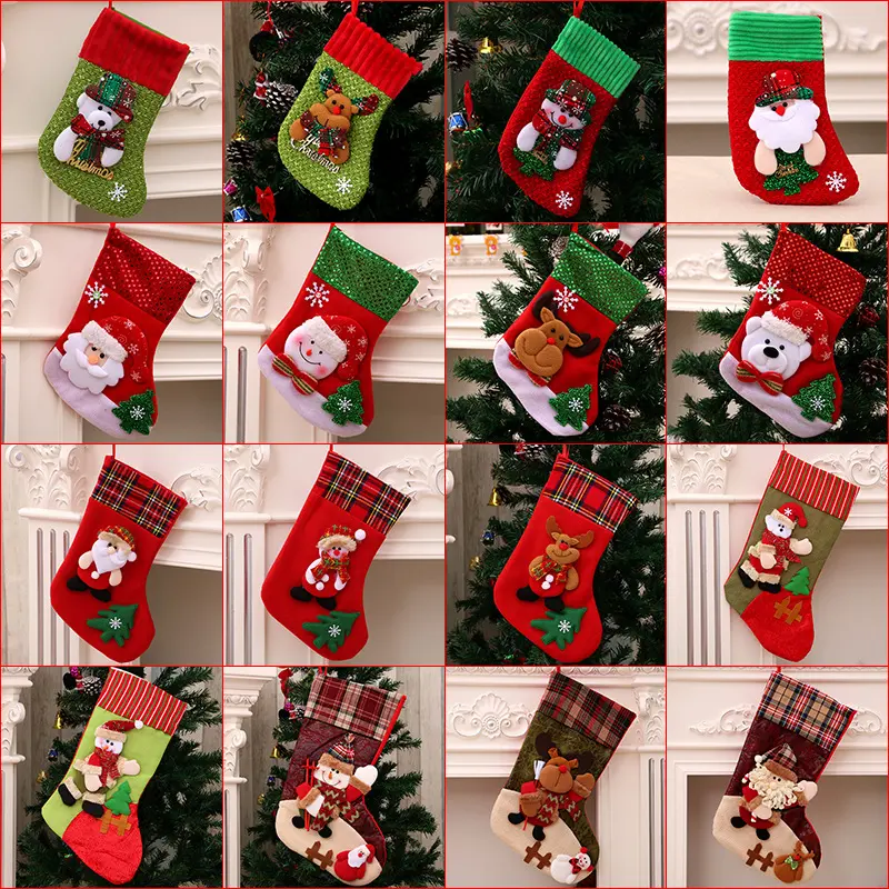 2022 Christmas Decoration Supplies Candy Gift Bag Large Santa Snowman Socks Christmas Tree Ornaments Christmas Stocking