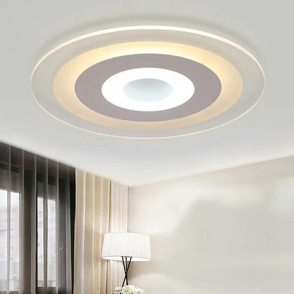 Slim Acrylic Semi Recessed Round LED Ceiling Light 200mm 3 Color Adjustable Downlight AC 220V Living Room Lighting Ceiling Lamp