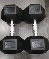 Ensemble d'haltères hexagonales en fonte avec revêtement en caoutchouc noir pour la musculation à domicile et en salle de sport