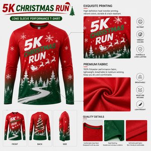 Camiseta Personalizada para Eventos Navideños, Unisex, para Maratón, Carreras, de Secado Rápido, Talla Grande, Manga Larga, Sublimada - Product Image 3