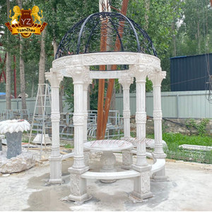 Gazebo rond en marbre élégant de décoration de jardin extérieur de luxe avec toit en fer pavillon bois pierre cadre pergola arc tonnelle vente - Product Image 5