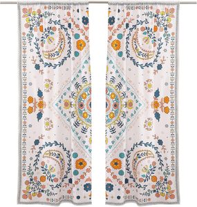 Panneaux de rideaux indiens hippies mandala bohèmes à motifs paisley, rideaux de fenêtre transparents blancs pour la décoration intérieure - Product Image 5