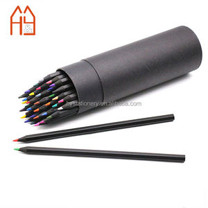 Ensemble de 36 crayons de <span class=keywords><strong>couleur</strong></span> en bois <span class=keywords><strong>noir</strong></span> personnalisables, mine souple, forme hexagonale - Product Image 1