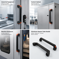 OEM Aluminium-Vierkantrohr-Maschinentür-Brücken-Zuggriff, versenkt montierbar mit roter Akzentkappe für CNC-Industriegeräte