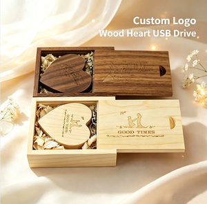 Clé <span class=keywords><strong>USB</strong></span> en bois en forme de cœur <span class=keywords><strong>pour</strong></span> anniversaire/mariage/<span class=keywords><strong>photographe</strong></span>, logo personnalisé, 2.0, 16 Go, 32 Go, clé <span class=keywords><strong>USB</strong></span> en bois et boîte - Product Image 1
