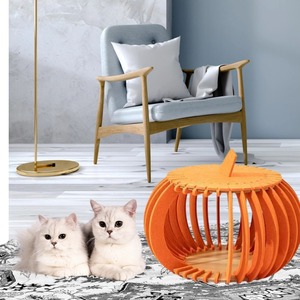 Prix direct usine en forme de citrouille feutre <span class=keywords><strong>chat</strong></span> grotte mignon lit pour animaux de compagnie pour chats en forme de citrouille - Product Image 2