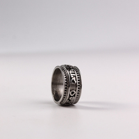 Bague de l'Éternité Tendance Coréenne Rétro en Acier Inoxydable de Luxe pour Hommes et Femmes, avec Motif Bouddha Léger et Croix sur l'arrière