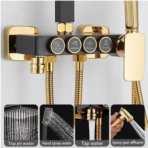 Set Pancuran mewah baja tahan karat dipoles, keran termostatik, pipa semprot lembut untuk pemanas air kamar mandi rumah Yuba - Product Image 5