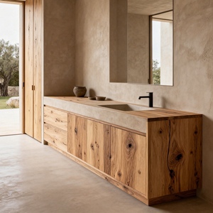 Meuble-lavabo double sur mesure en chêne massif pour solution <span class=keywords><strong>de</strong></span> <span class=keywords><strong>salle</strong></span> <span class=keywords><strong>de</strong></span> <span class=keywords><strong>bain</strong></span> <span class=keywords><strong>de</strong></span> villa <span class=keywords><strong>de</strong></span> luxe - Product Image 2