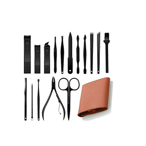 Deko — coupe-ongles professionnel, pour <span class=keywords><strong>manucure</strong></span> <span class=keywords><strong>et</strong></span> <span class=keywords><strong>pédicure</strong></span>, en acier inoxydable, ensemble cadeau avec étui en cuir, 16 pièces - Product Image 5