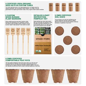 USDA Organic 23pc Kit de jardin intérieur Fleurs comestibles sans OGM comprenant des pots illustrés de <span class=keywords><strong>basilic</strong></span> thaïlandais de tournesol Simple - Product Image 1