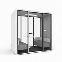 Cabine de bureau insonorisée pour 1 personne, cabine fermée avec porte en verre pour bureau en espace ouvert, réduction du bruit