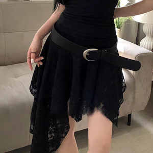 Falda corta asimétrica de encaje de talle bajo para vacaciones de verano, corte ajustado, línea A, informal, para la calle, para combinar en capas - Product Image 4