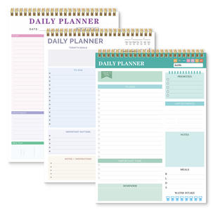 Vente en gros Agenda quotidien A4 personnalisé Planificateur hebdomadaire à couverture rigide avec bloc-notes à spirale à double bobine Impression complète pour l'école - Product Image 2