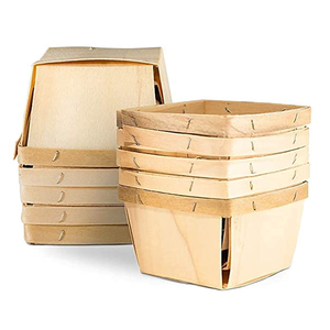 Custom 10 pack natural wood eco-friendly blueberry packaging boxes square vented wood boxes